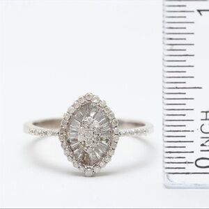 Antique 18k White Gold Navette Diamond Ring, CIA graded & Appraisal Included